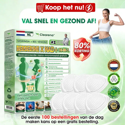 Officiële winkel | 🌿🌿  𝐂𝐥𝐞𝐚𝐫𝐞𝐧𝐚® Moringa · Berberine + NAD+ – 10-in-1 Geavanceerde Nano Micronaald Patch (slechts 1× per dag, zichtbare veranderingen binnen 7 dagen) | Voor obesitas, losse huid, diabetes, slaapapneu, gewrichtsproblemen en meer